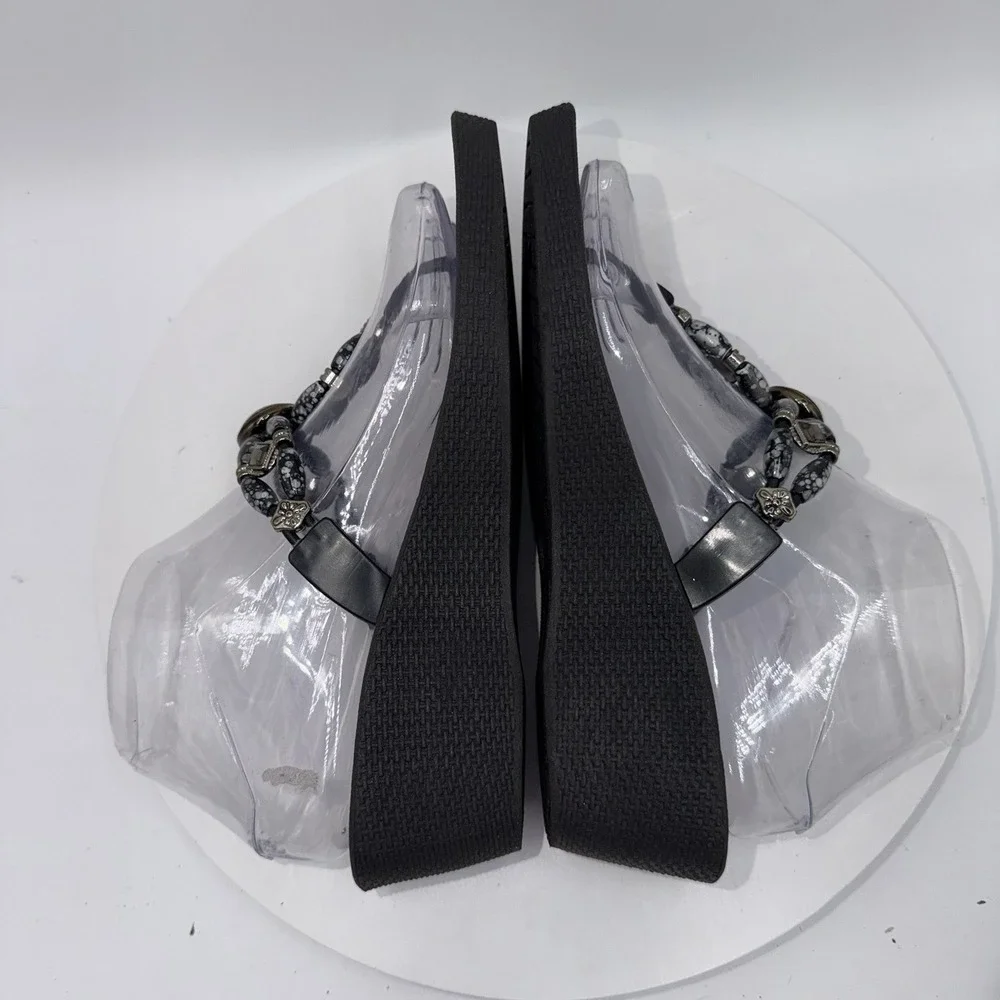 Grandco Sandals Beaded Jeweled Dressy Beach Thong Wedges Marble Stone Women's 8